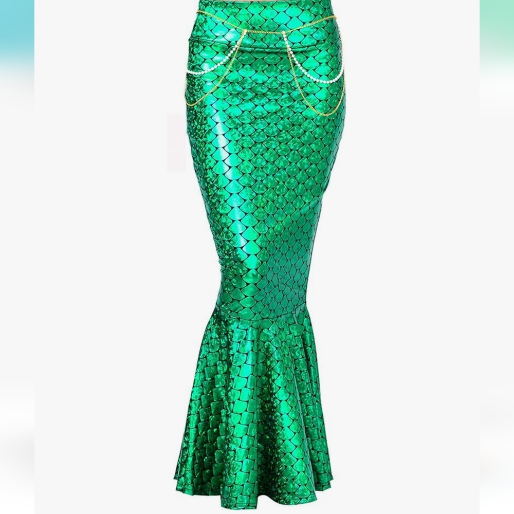 Mermaid Maxi Skirt 🧜‍♀️ | Green Sequin Tail Costume Skirt (New)